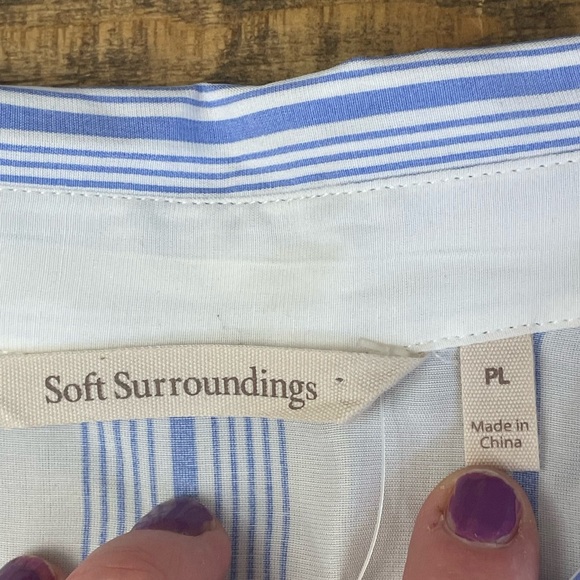 NWOT Soft Surroundings Large petite Stripe Button Down Long Sleeve Shirt - Picture 6 of 9